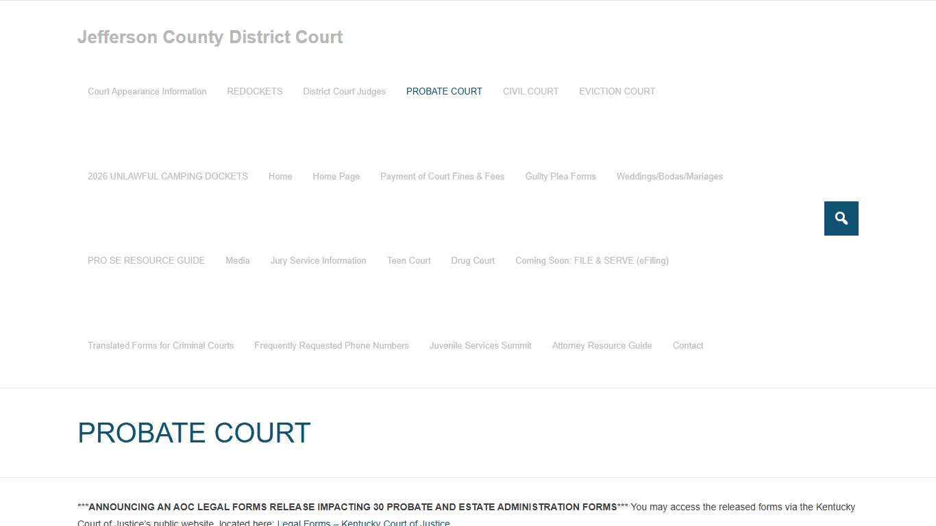 PROBATE COURT – Jefferson County District Court